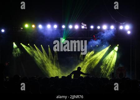 The Laser Light Show During The Indian Festival. Pune, Maharashtra. Stock Photo