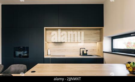 An interior of a kitchen with a beautiful design Stock Photo