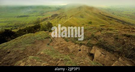 From Back Tor to Mam Tor and the great ridge, Peak District National Park, Derbyshire. Stock Photo