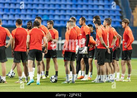 FC Kyzylzhar players are seen during a training session ahead UEFA Europa Conference League Second qualifying round, 2nd leg match against  NK Osijek at Gradski Vrt in Osijek, Croatia on July 27, 2022. Photo: Davor Javorovic/PIXSELL Stock Photo