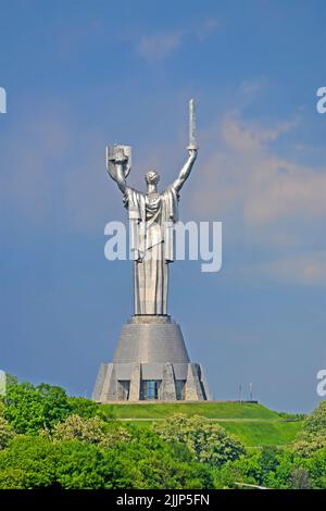 Motherland Monument Steel statue in Kiev, Ukraine. Europe travel diversity Stock Photo