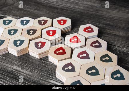 Security breach. Safety failure. Corporate data leakage. Hacker attack. Search for software vulnerabilities. Violation of integrity, destruction of sy Stock Photo