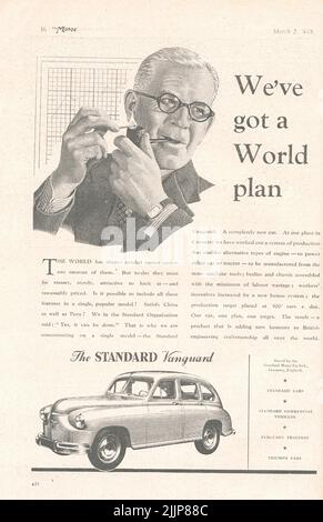 The standard Vanguard carsold vintage advertisement from a UK car magazine Stock Photo