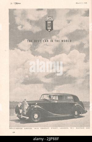 Rolls Royce The best car in the world old vintage advertisement from a UK car magazine Stock Photo
