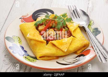 Thai stuffed omelet ( Kai Yat Sai ) Stock Photo