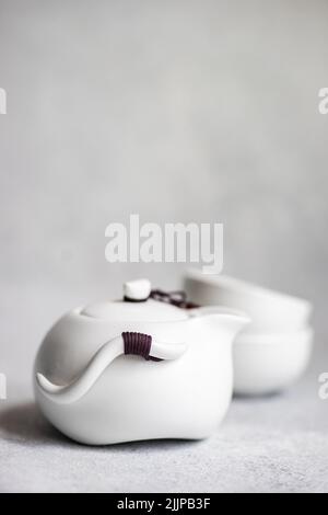Close-up of an Asian tea set on  a table Stock Photo