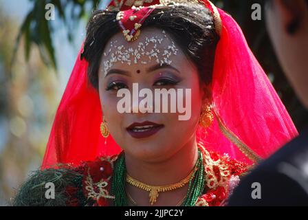 The traditional marriage ceremony in Bhojpur, Nepal Stock Photo