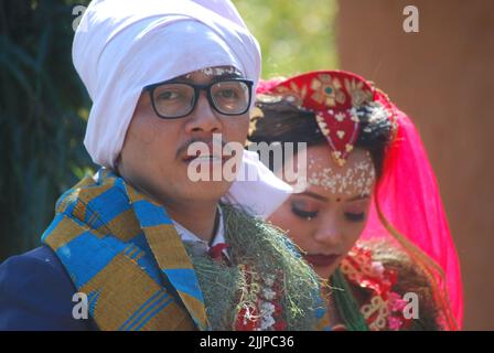 The traditional marriage ceremony in Bhojpur, Nepal Stock Photo