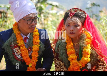 The traditional marriage ceremony in Bhojpur, Nepal Stock Photo