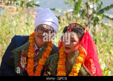 The traditional marriage ceremony in Bhojpur, Nepal Stock Photo