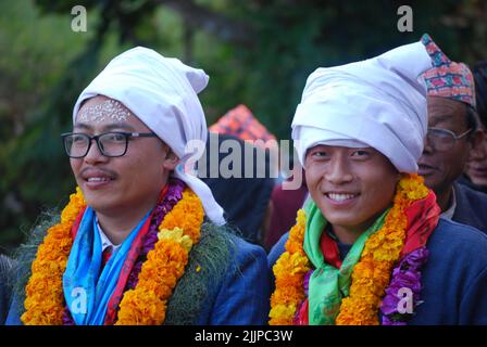 The traditional marriage ceremony in Bhojpur, Nepal Stock Photo