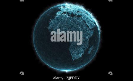 A beautiful shot of the digital earth globe isolated on black background Stock Photo