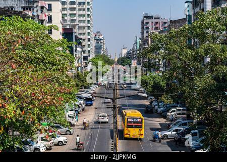 The Views of Yangon city center, in Myanmar at summer Stock Photo