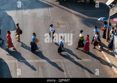 The Views of Yangon city center, in Myanmar at summer Stock Photo