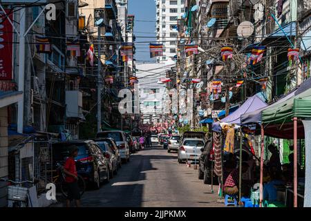 The Views of Yangon city center, in Myanmar at summer Stock Photo