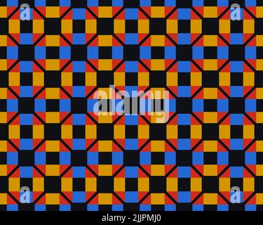 An illustration of a seamless colorful mosaic square tile pattern Stock Photo