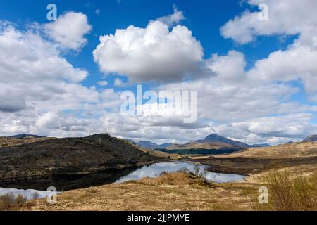 Gairich (919m) over Loch Poulary, between Loch Garry and Loch Quoich, Highland Region, Scotland, UK Stock Photo