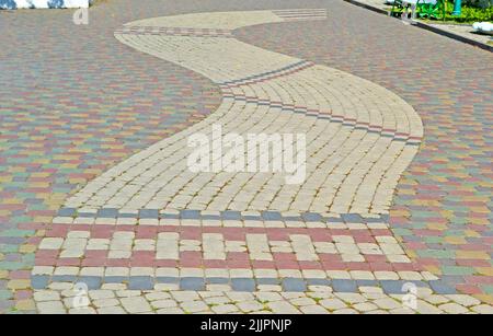 abstract white zigzag path road on the street, modern travel diversity Stock Photo