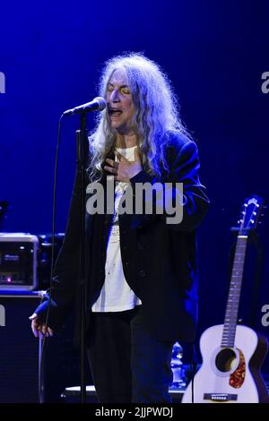 Patti Smith during the Concert Patti Smith Quartet, 27th July 2022, Roma Summer Fest 2022,Auditorium Parco della Musica, Rome, Italy Stock Photo