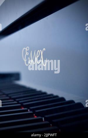 A vertical grayscale of Essex piano keys - for wallpapers Stock Photo