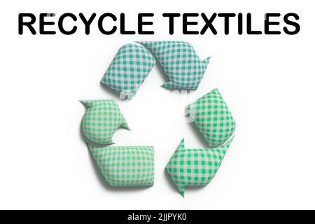 Recycle textiles, recycle symbol make with recycled fabric, reduce ...