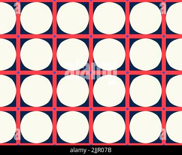 A seamless illustration of tile pattern of square and circle blue and red colored pattern for background or wallpaper Stock Photo