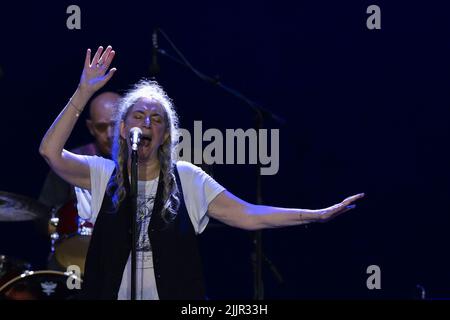 Patti Smith during the Concert Patti Smith Quartet, 27th July 2022, Roma Summer Fest 2022,Auditorium Parco della Musica, Rome, Italy Stock Photo