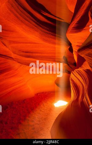 Light beam into Upper Antelope Canyon, Page, Arizona, United States of America Stock Photo