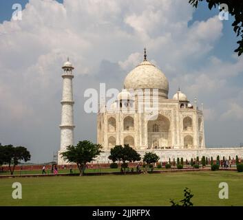 The Taj Mahal against a cloudy sky in Agra, India Stock Photo