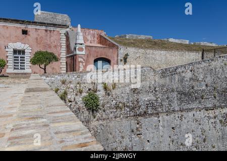 Inside Old Venetian Fortress in Corfu town on a Greek island of Corfu Stock Photo