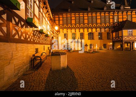 Wernigerode Town Hall at night with lighting Stock Photo