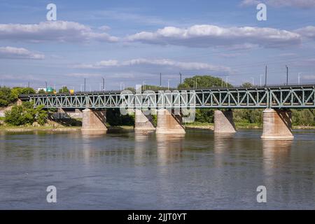 Citadel Rail Bridge over Vistula River in Warsaw, capital of Poland Stock Photo