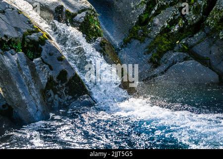 A natural view of Dawson falls Egmont-National park in New Zealand Stock Photo