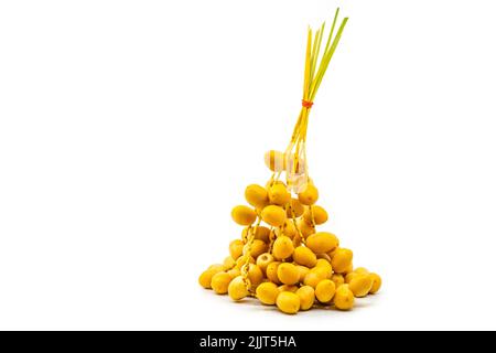 Isolated fresh Date palm on white background. Stock Photo