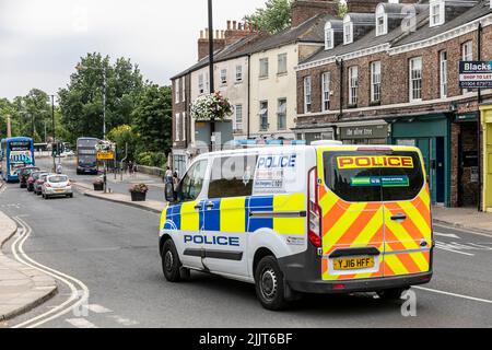 Police van on patrol in York city centre,Yorkshire,England on a summers day Stock Photo