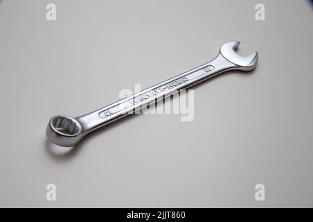 An open-end wrench isolated on white background Stock Photo