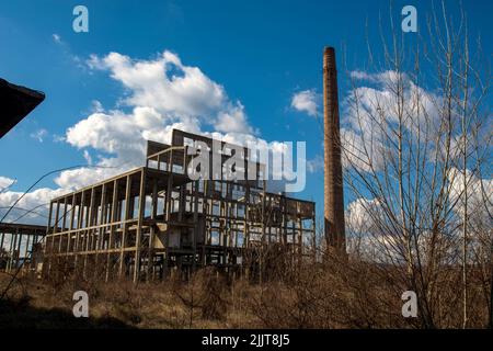 A devastated viscose factory in the town of Loznica in Serbia Stock Photo