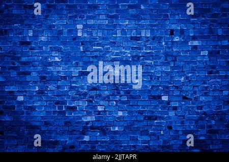 Blue background of brick wall. Horizontal creative theme poster, greeting cards, headers, website and app Stock Photo
