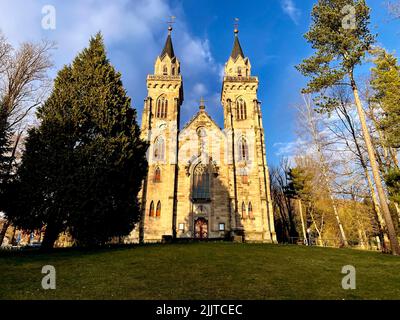 A majestic view of the City Church St. Peter in Sonneberg, Thuringia, Germany Stock Photo