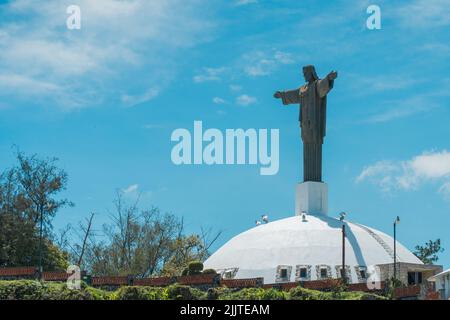 A scenic view of the Jesus statue at the top of Mount Isabel de Torres in Puerto Plata, Dominican Republic Stock Photo