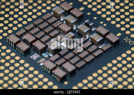 A closeup of Intel Pentium D CPU Stock Photo