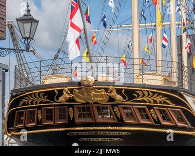 The elaborate stern section of Brunel's historic SS Great Britain in dock at Bristol Stock Photo
