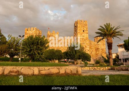 Genoese Fort on Aegean Coast of Turkey. Stock Photo