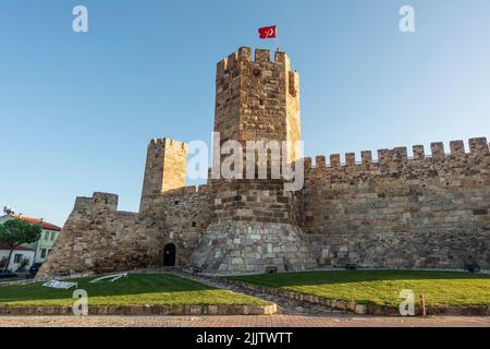 Genoese Fort on Aegean Coast of Turkey. Stock Photo