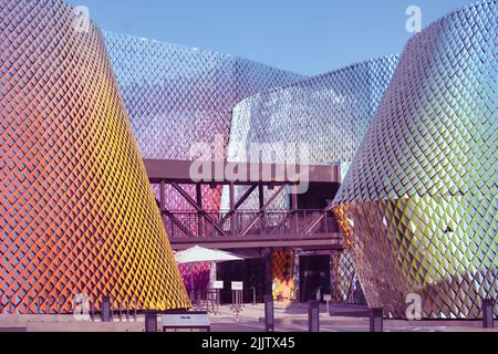 The beautiful exterior of the modern pavilion of Pakistan during the Dubai 2020 Expo Stock Photo