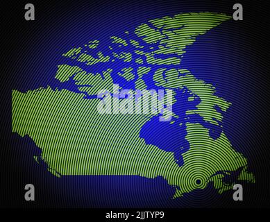 a very detailed map of canada in a modern and clean circle design Stock Photo