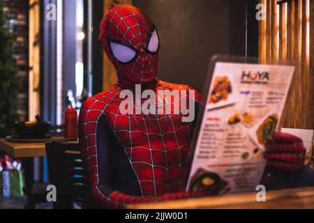 A Spider-Man in Downtown Fort Worth Texas Stock Photo