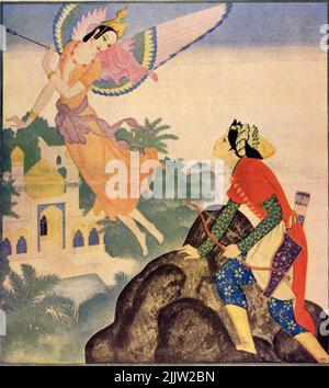 'Prince Ahmed and Peri-Banu' published April  17,1932 in the American Weekly Sunday magazine painted by Edmund Dulac. Stock Photo