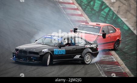 Black Bmw E36 drift at the Navarra circuit Stock Photo - Alamy