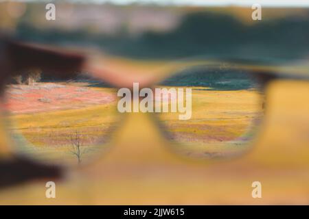 view sight through eyeglasses Stock Photo